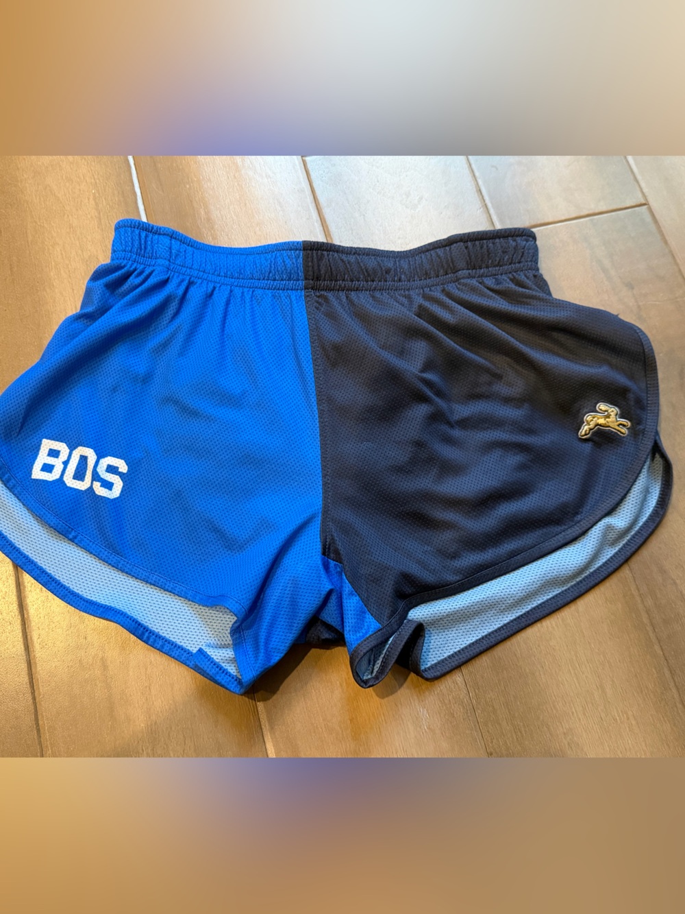 Tracksmith Twlight Blue and Black Woman’s XS  Running Shorts with BOS Detail